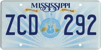 MS license plate ZCD292