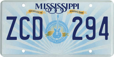 MS license plate ZCD294