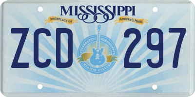 MS license plate ZCD297