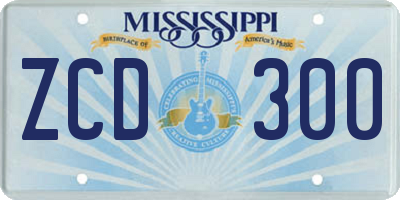 MS license plate ZCD300