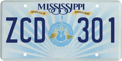 MS license plate ZCD301