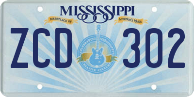 MS license plate ZCD302