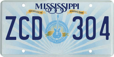 MS license plate ZCD304