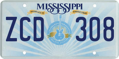 MS license plate ZCD308