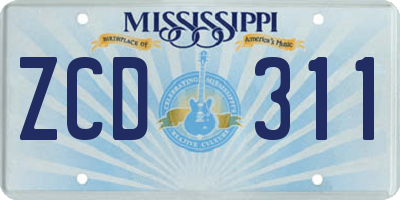 MS license plate ZCD311