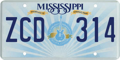 MS license plate ZCD314