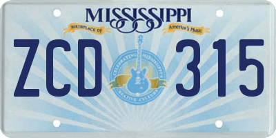MS license plate ZCD315