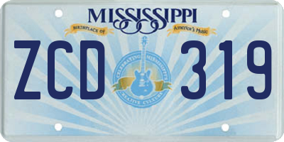 MS license plate ZCD319