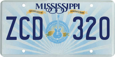 MS license plate ZCD320