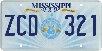 MS license plate ZCD321