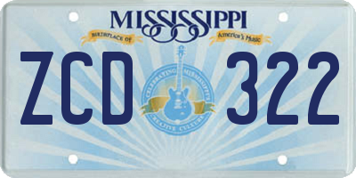 MS license plate ZCD322