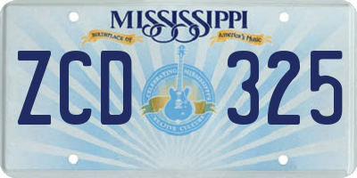 MS license plate ZCD325