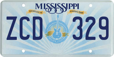 MS license plate ZCD329