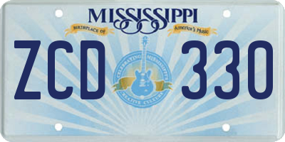 MS license plate ZCD330