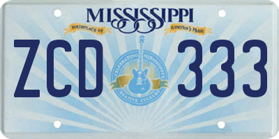 MS license plate ZCD333