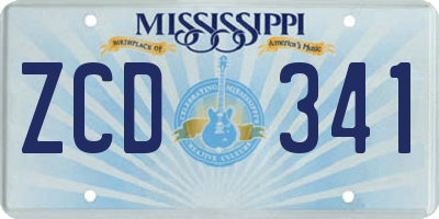 MS license plate ZCD341