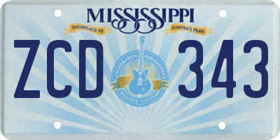 MS license plate ZCD343