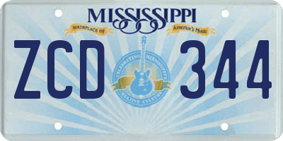 MS license plate ZCD344