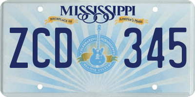 MS license plate ZCD345