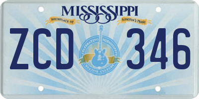 MS license plate ZCD346