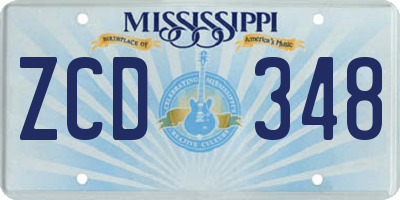 MS license plate ZCD348