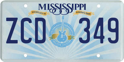 MS license plate ZCD349