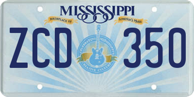 MS license plate ZCD350