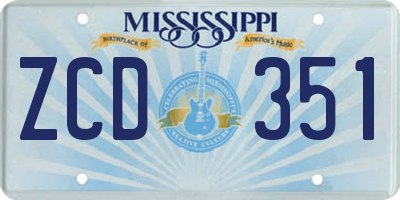 MS license plate ZCD351