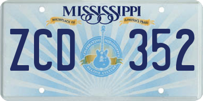 MS license plate ZCD352