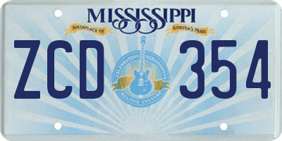 MS license plate ZCD354
