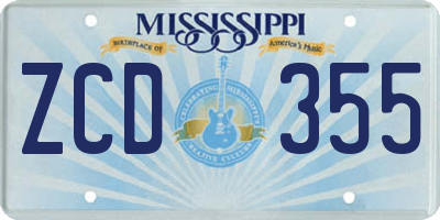 MS license plate ZCD355