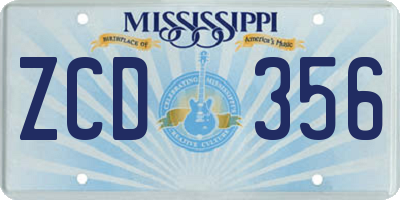 MS license plate ZCD356