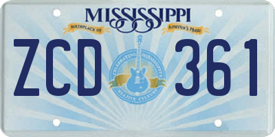 MS license plate ZCD361