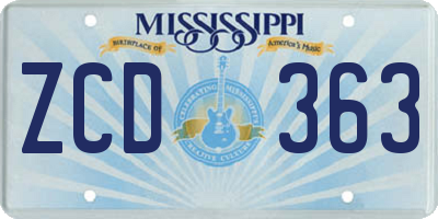 MS license plate ZCD363