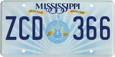 MS license plate ZCD366