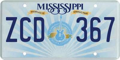 MS license plate ZCD367