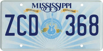 MS license plate ZCD368
