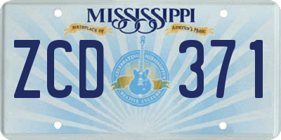 MS license plate ZCD371