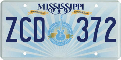 MS license plate ZCD372
