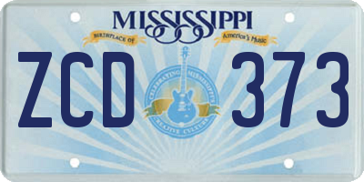 MS license plate ZCD373