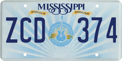 MS license plate ZCD374