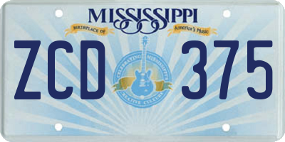 MS license plate ZCD375