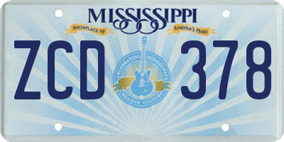 MS license plate ZCD378