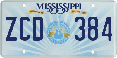 MS license plate ZCD384
