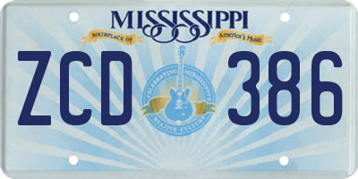 MS license plate ZCD386
