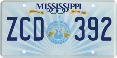MS license plate ZCD392