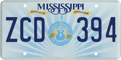 MS license plate ZCD394