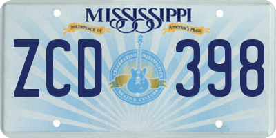 MS license plate ZCD398