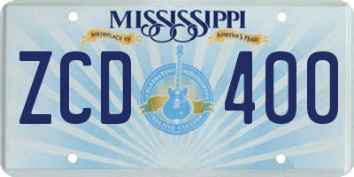 MS license plate ZCD400
