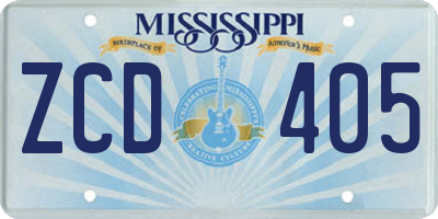 MS license plate ZCD405